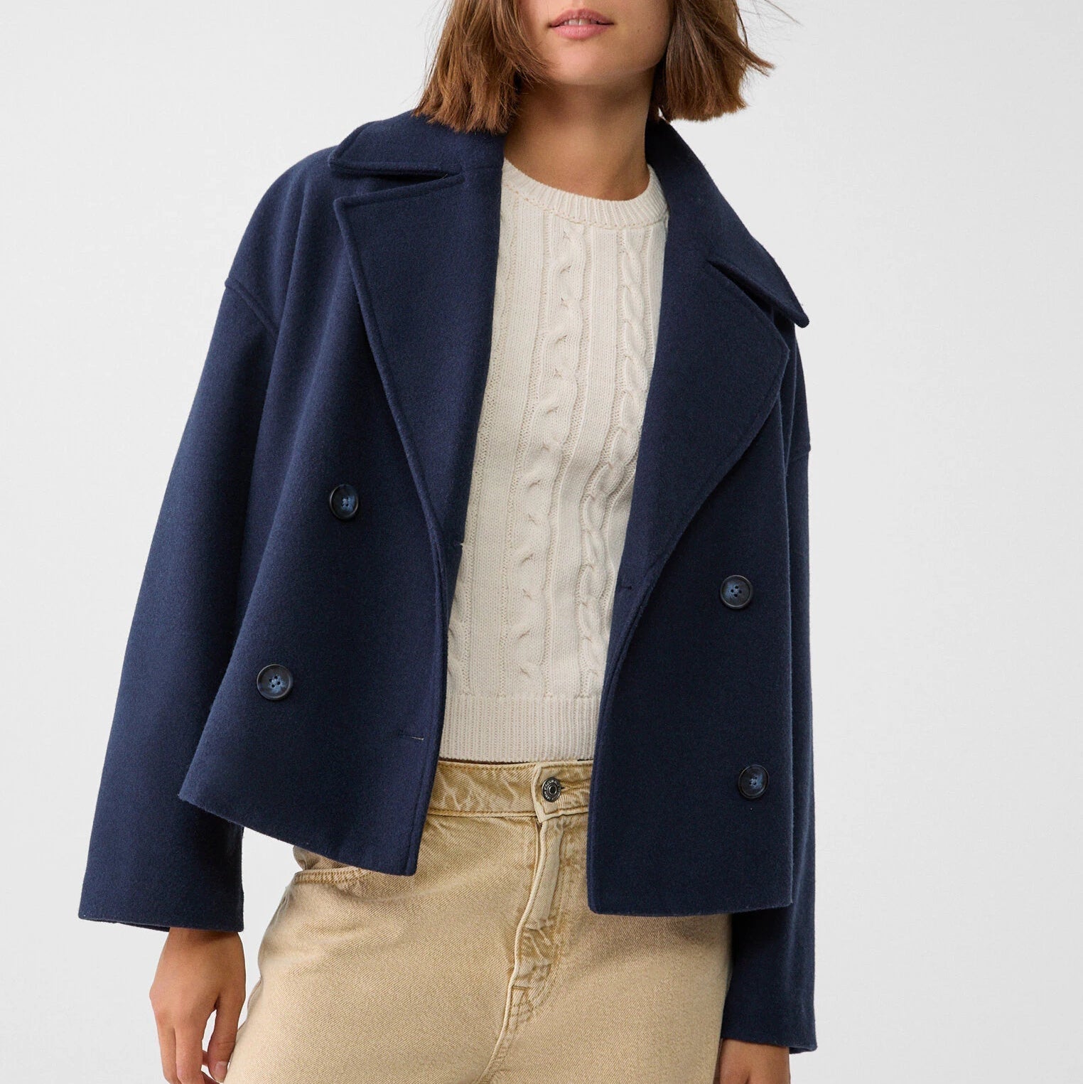 Damen - Kurze Jacke - Zweireihiger Stil - Elegante und Modische Jacke für Jeden Anlass