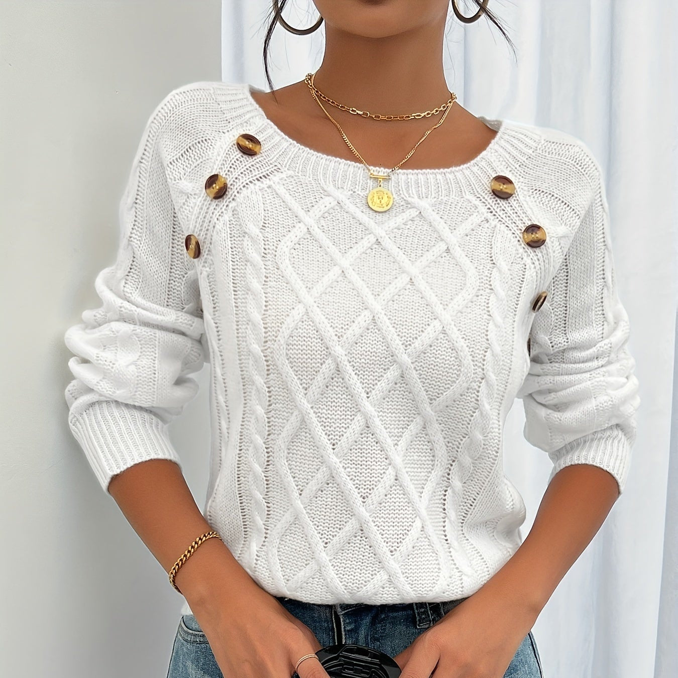 Damen - Strickpullover - Weicher Stoff - Bequemer und Stilvoller Pullover für Jeden Anlass
