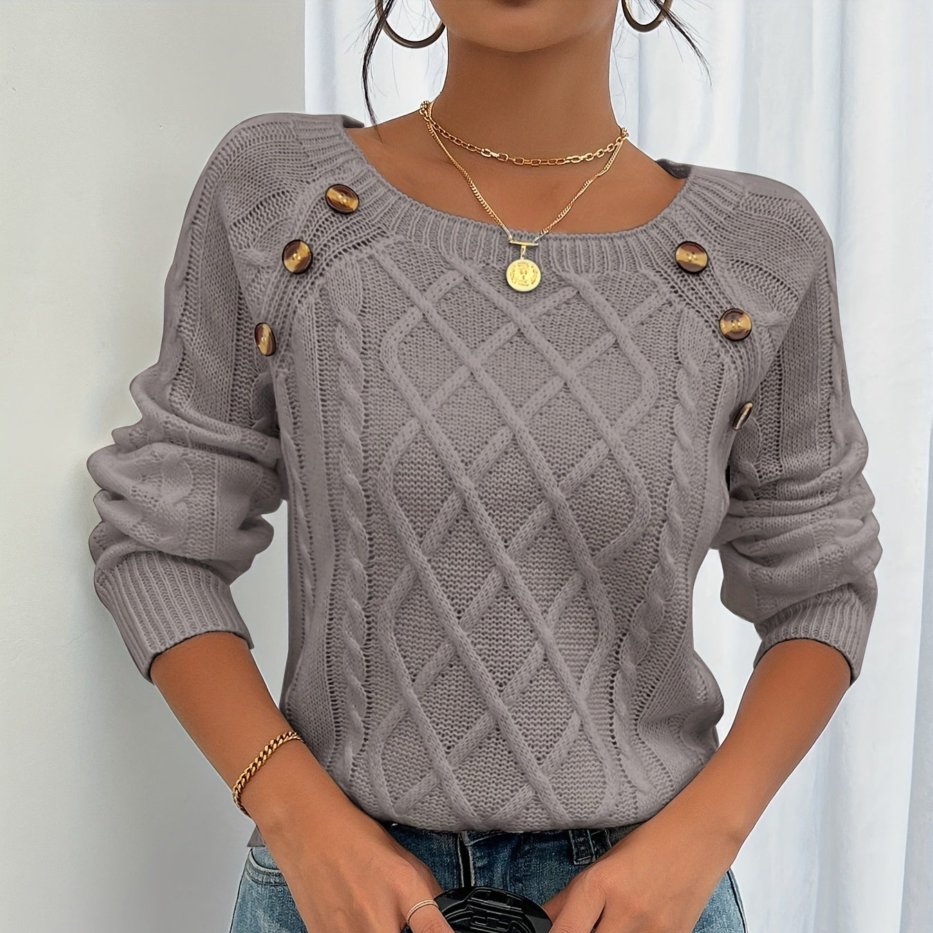 Damen - Strickpullover - Weicher Stoff - Bequemer und Stilvoller Pullover für Jeden Anlass