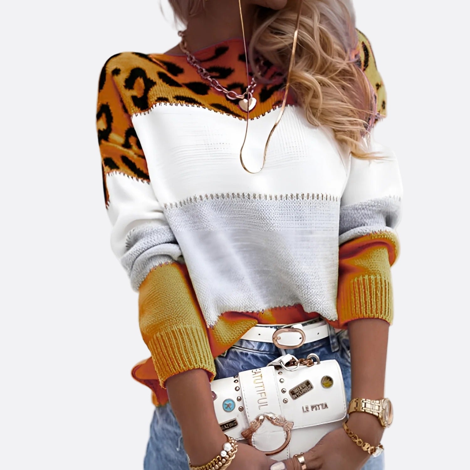 Damen - Strickpullover - Lockerer Passform - Tierprint - Bequemer und stylischer Look für jeden Anlass