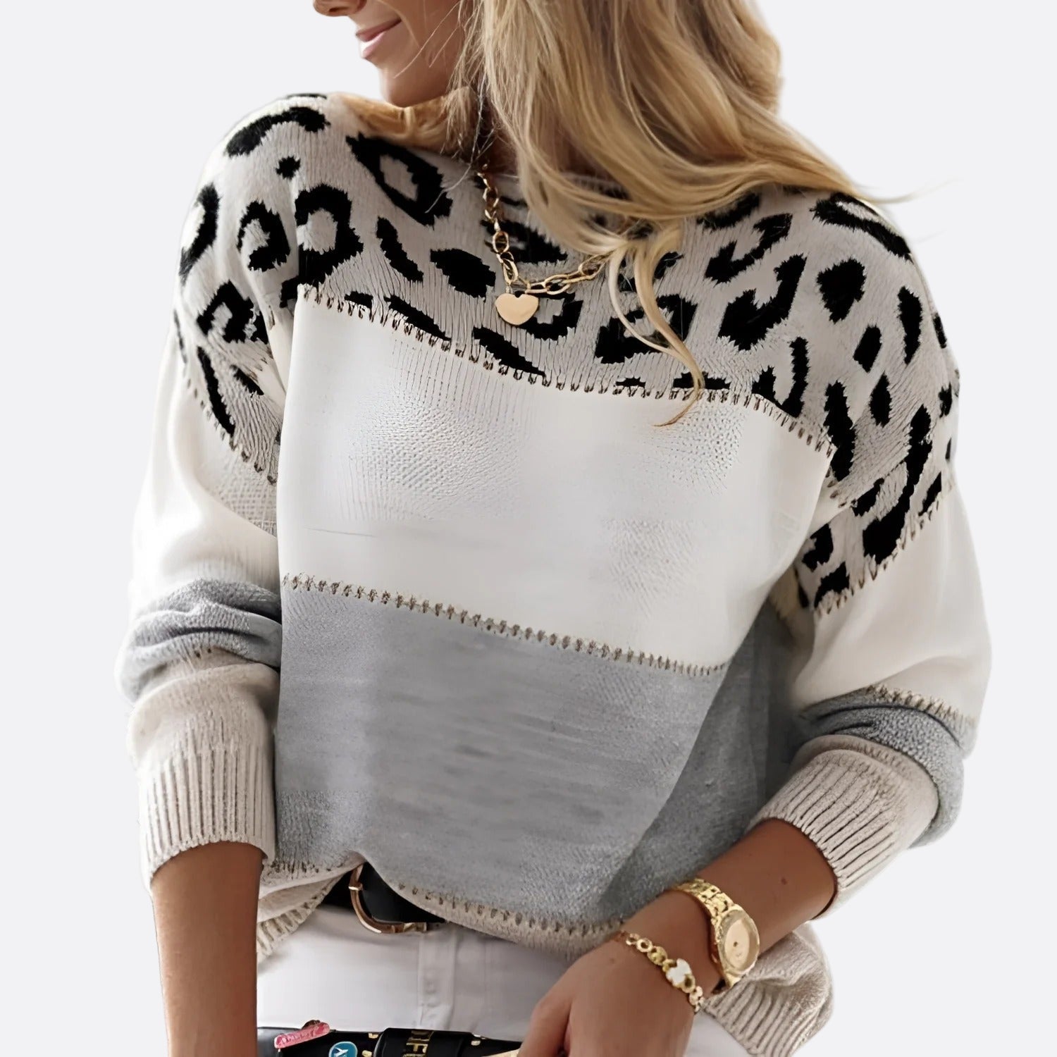 Damen - Strickpullover - Lockerer Passform - Tierprint - Bequemer und stylischer Look für jeden Anlass