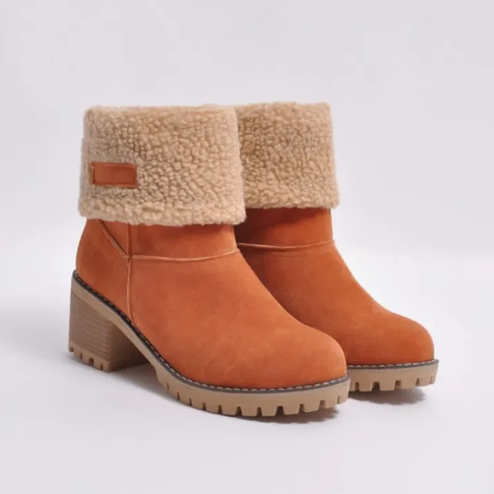 Damen - Stiefelette - Klobigem Absatz - Shearling gefüttert für ultimativen Komfort