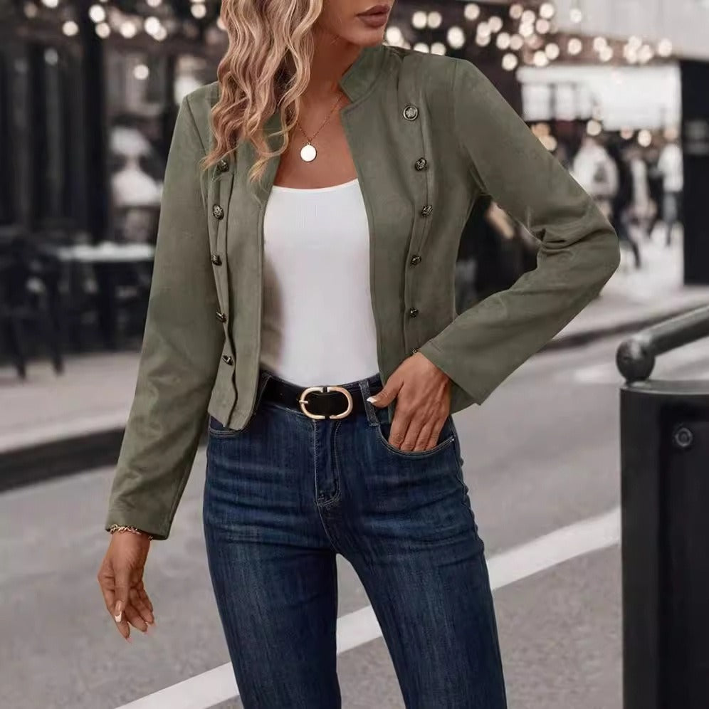 Damen - Samt Jacke - Hirschleder - Maßgeschneiderter Zweireiher - Elegante Mode für jeden Anlass