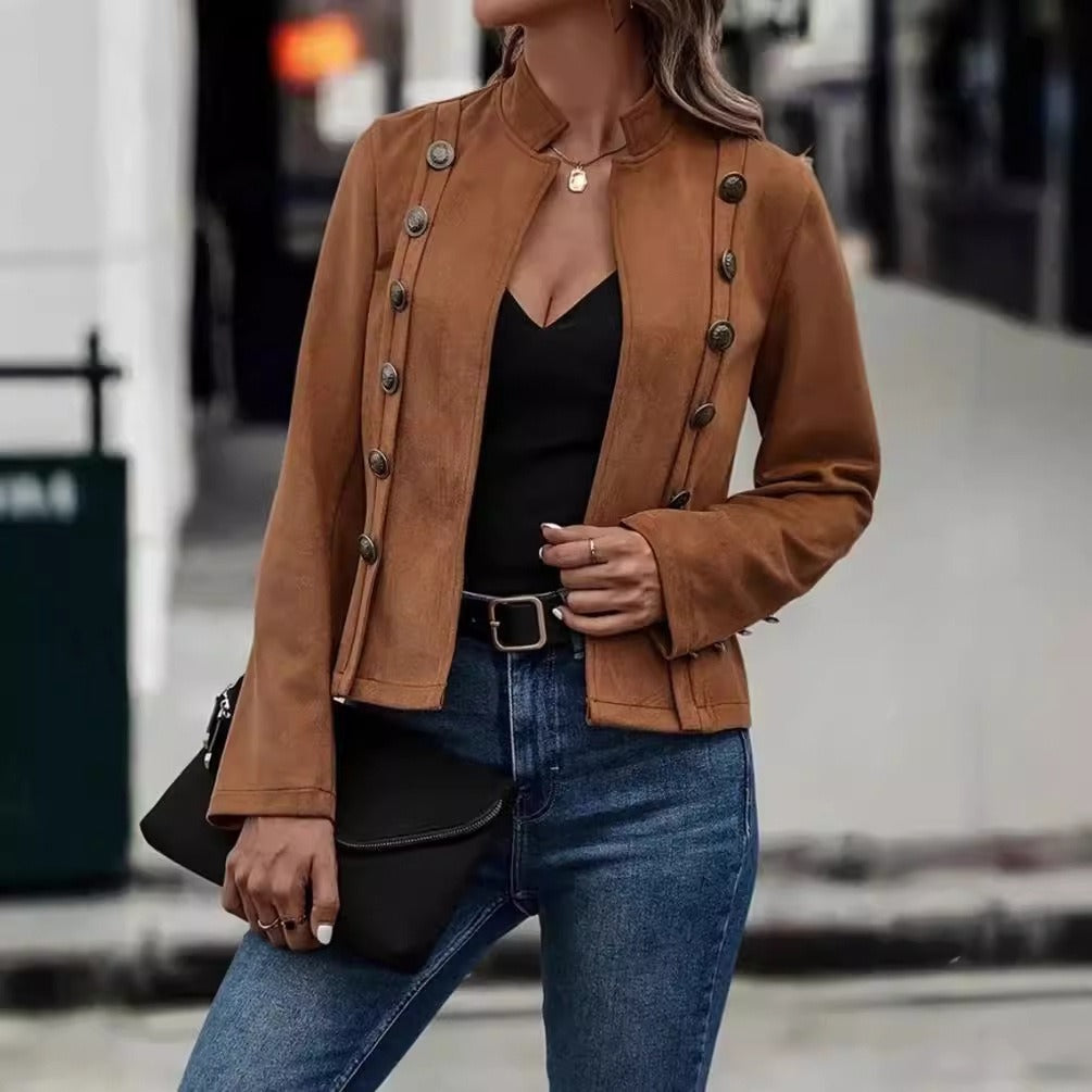 Damen - Samt Jacke - Hirschleder - Maßgeschneiderter Zweireiher - Elegante Mode für jeden Anlass