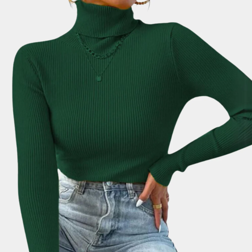Damen - Gerippter Rollkragenpullover - Weiches Material - Modischer Komfort für jede Gelegenheit