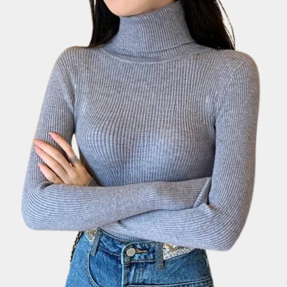 Damen - Gerippter Rollkragenpullover - Weiches Material - Modischer Komfort für jede Gelegenheit