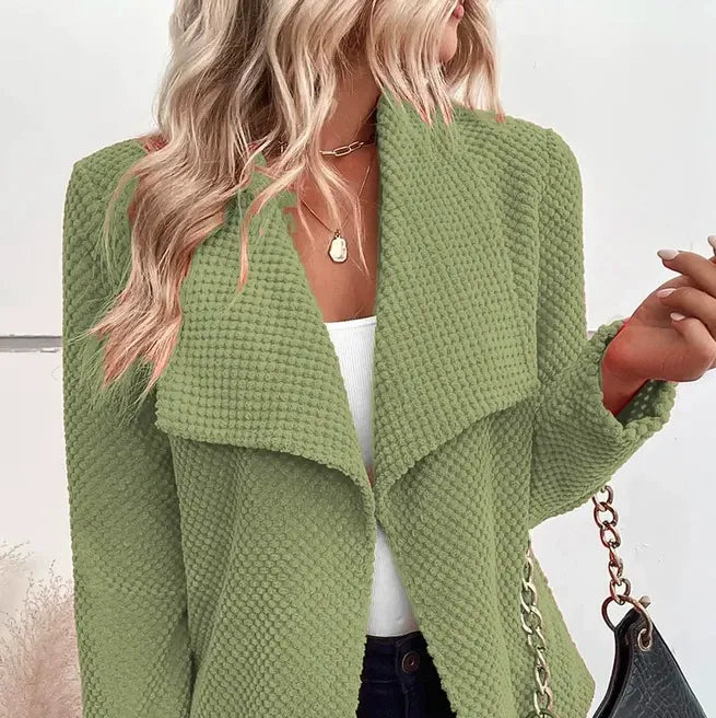 Damen - Strukturierte Strick Blazer Jacke - Lockere Passform - Stilvolle und bequeme Alltagsmode