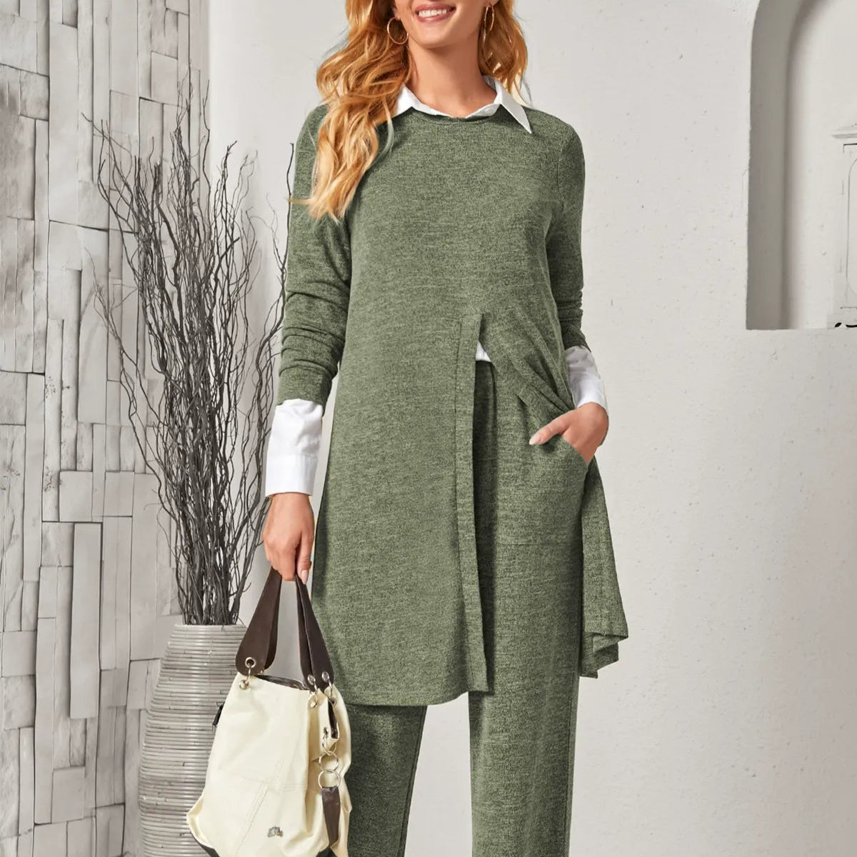 Damen - Zweiteiliger Strickanzug - Weichem Material - Relaxed Fit für ultimativen Komfort