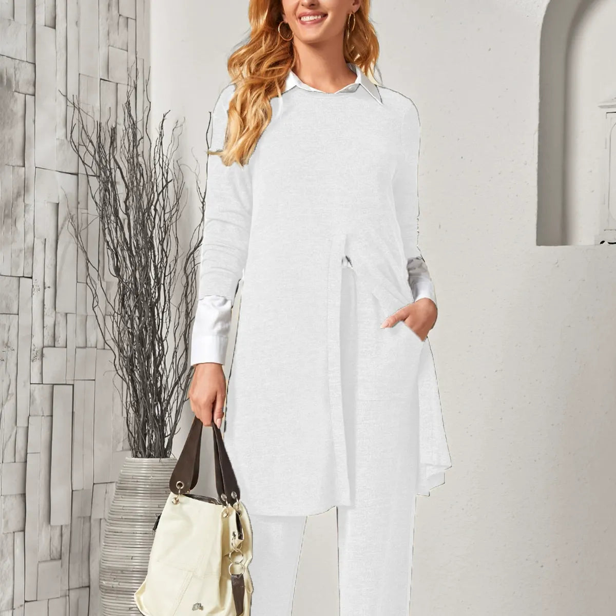 Damen - Zweiteiliger Strickanzug - Weichem Material - Relaxed Fit für ultimativen Komfort