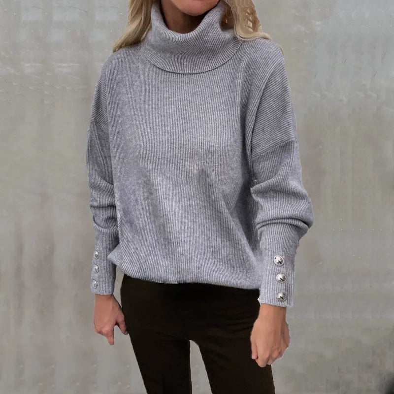 Damen - Gerippter Rollkragenpullover - Rippenstrick - Komfortable Übergröße - Stilvoll und Warm