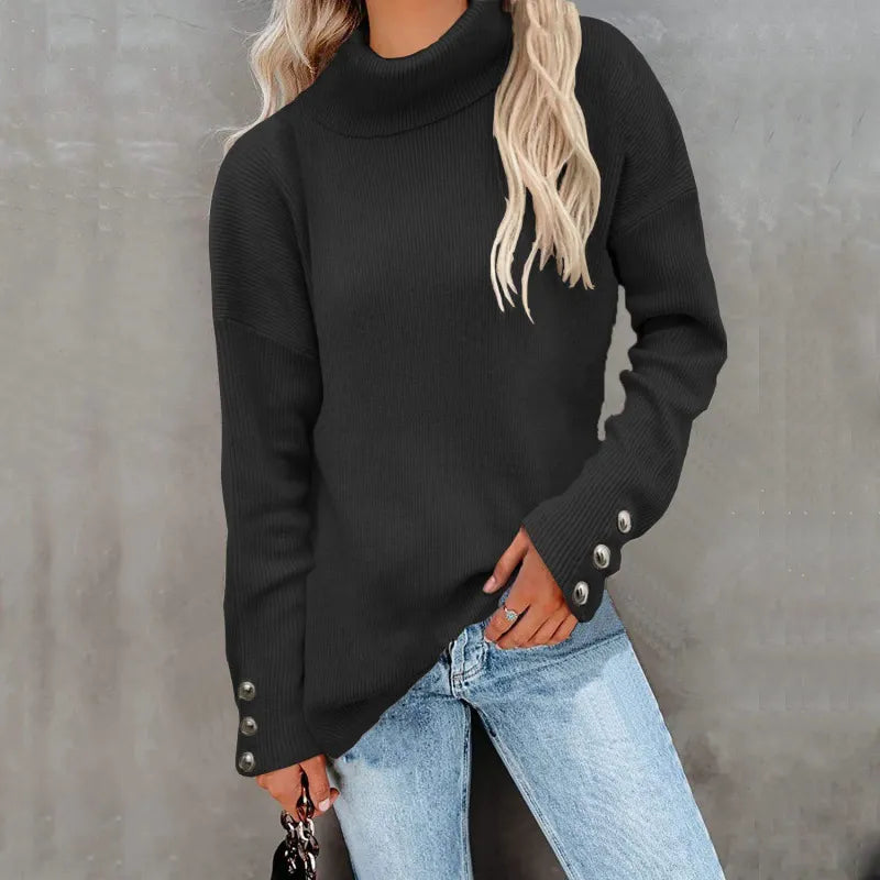 Damen - Gerippter Rollkragenpullover - Rippenstrick - Komfortable Übergröße - Stilvoll und Warm