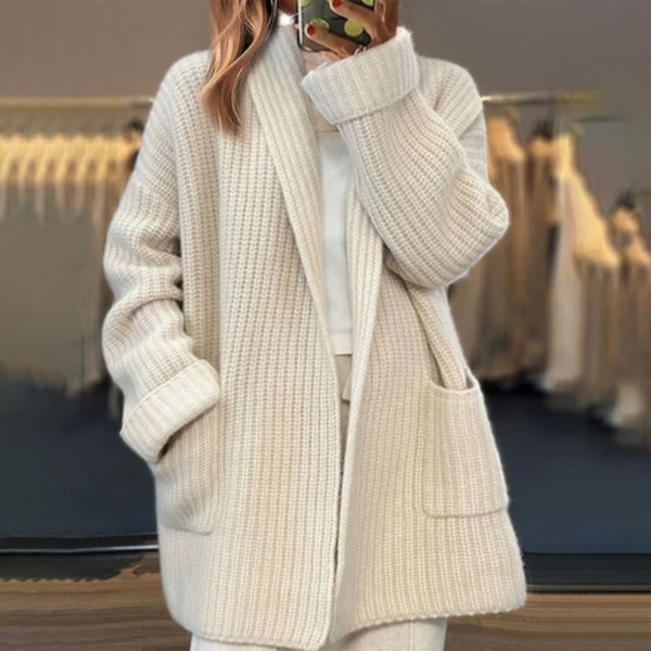 Damen - Strickjacke - Übergröße - Wollmischung - Stylisch und Warm für Jeden Anlass