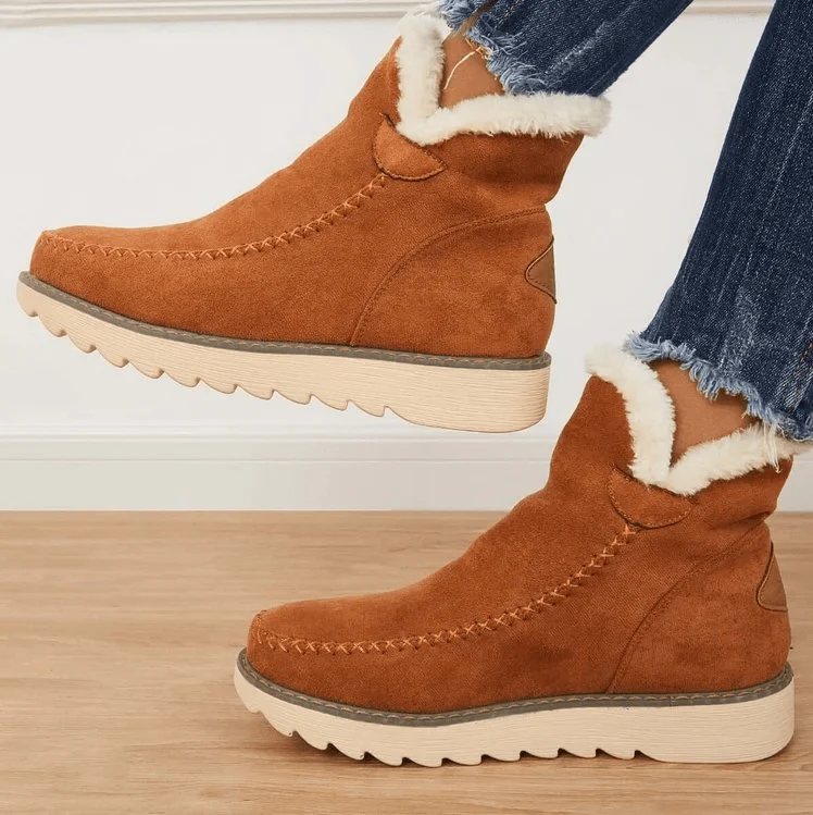 Damen - Schneestiefel - Kunstfellfutter - Stilvoller Wildleder-Look für kalte Tage