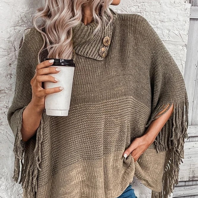 Damen - Übergroßes Stricktop - Bequemer Rollkragenpullover - Weichem Material - Trendy und vielseitig