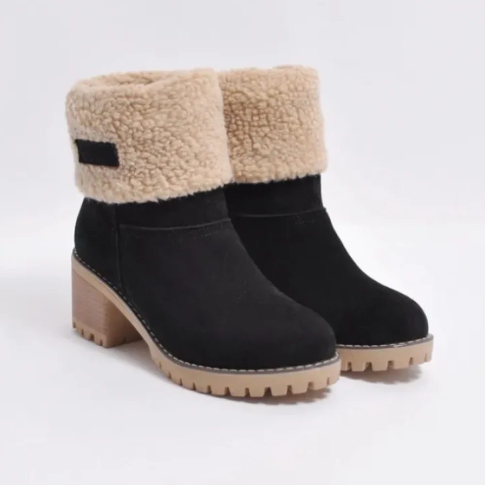 Damen - Stiefelette - Klobigem Absatz - Shearling gefüttert für ultimativen Komfort