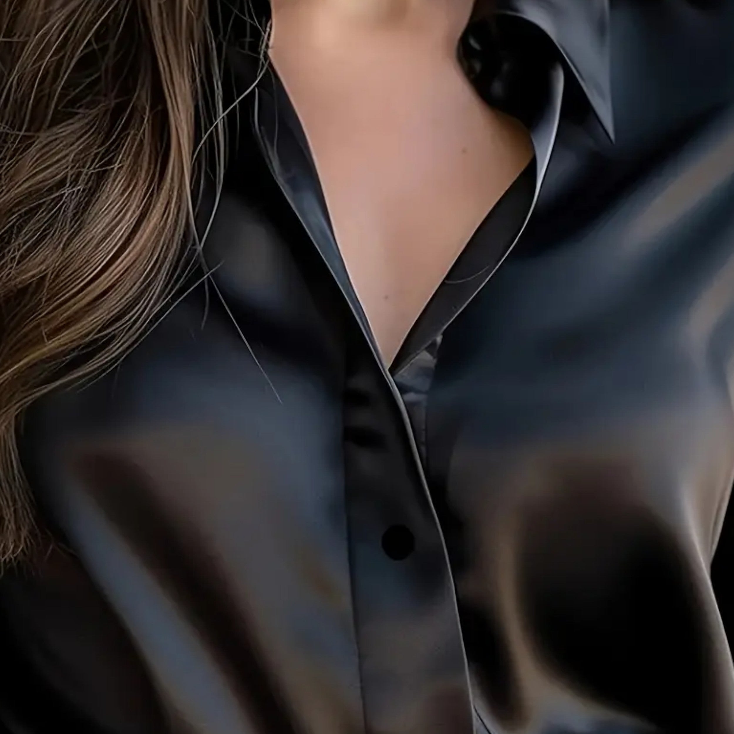 Damen - Langärmelige Satinbluse - Eleganter Stil -  vielseitige Bluse für jeden Anlass