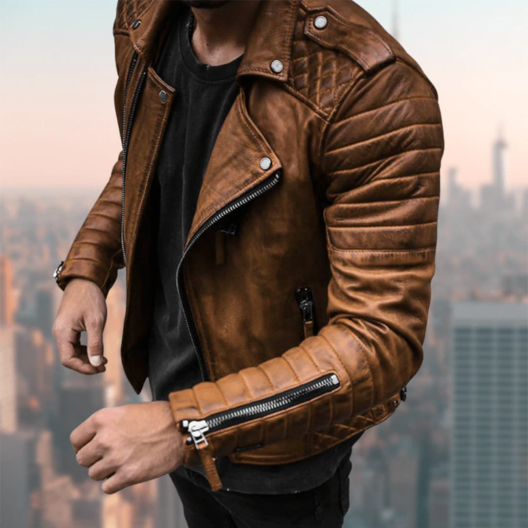 Lucas - Modische Herren-Bikerjacke aus Leder