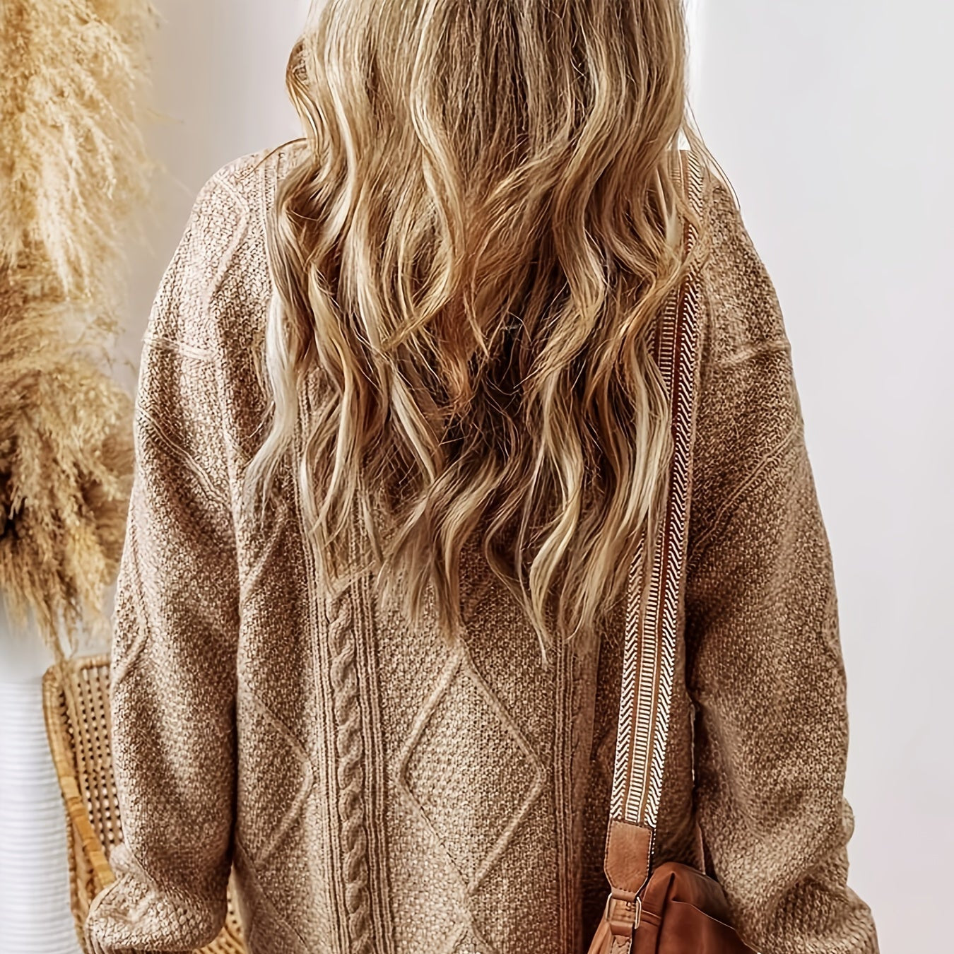 Damen - Pulloverkleid - Zopfstrick - Bequeme Übergröße für stilvolle Looks