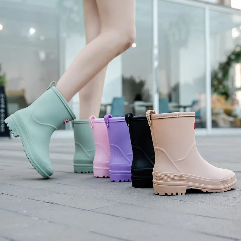 Frauen - Wasserdichte Regenstiefel - Rutschfeste Sohle - Mid-Calf für ultimativen Komfort bei jedem Wetter