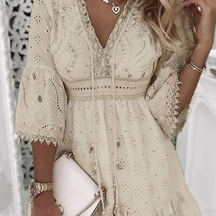 Damen - Midi-Kleid - Hochwertigen Materialien - Leicht & Bequem für den Ganzen Tag - Ideal für Jeden Anlass