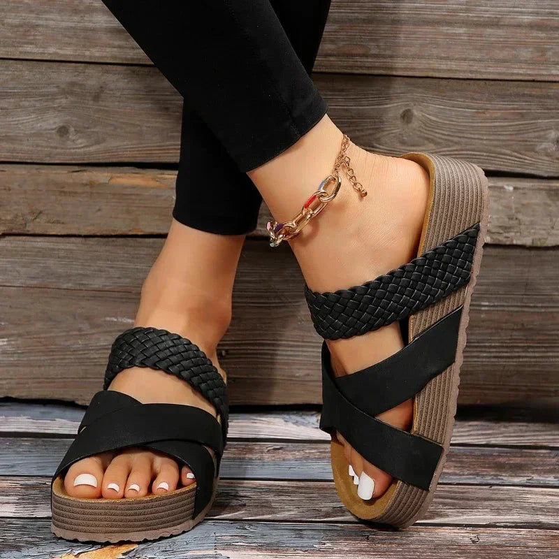 Damen - Bequeme Sandalen - Atmungsaktive Stoff - Stylische, stützende Schuhe für ultimativen Komfort den ganzen Tag