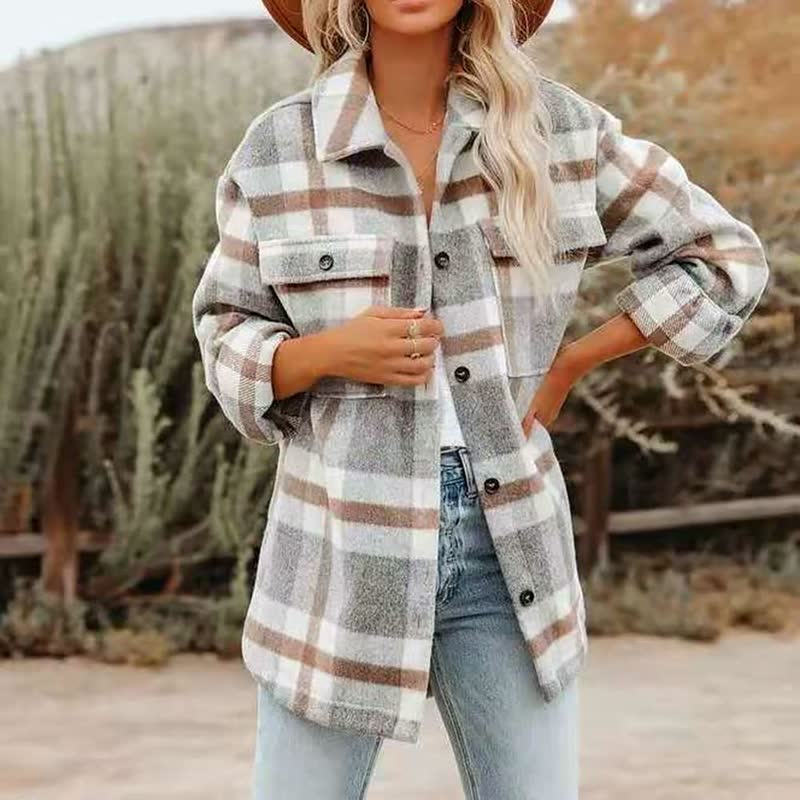 Damen - Karierte Bluse - Baumwollmischung - Bequemes und stilvolles Oberteil für jeden Anlass