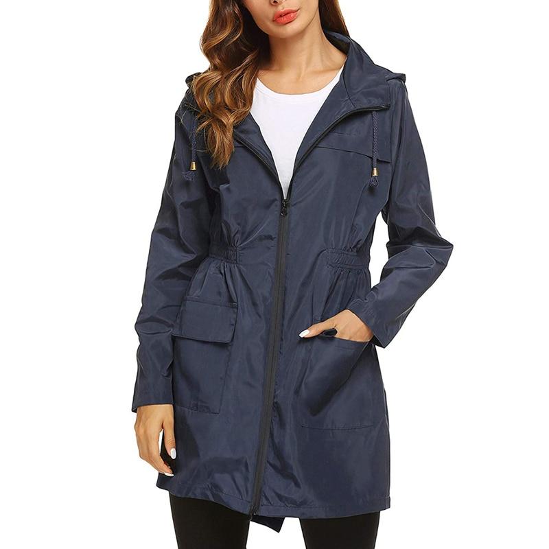 Damen - Windbreaker Jacke mit Kapuze - Wasserdichtes Material - Ideale Schutzbekleidung für Regen