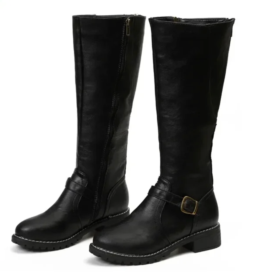 Damen - Kniehohe Stiefel - Niedriger Absatz - Stilvolle und Bequeme Stiefel für Jeden Anlass