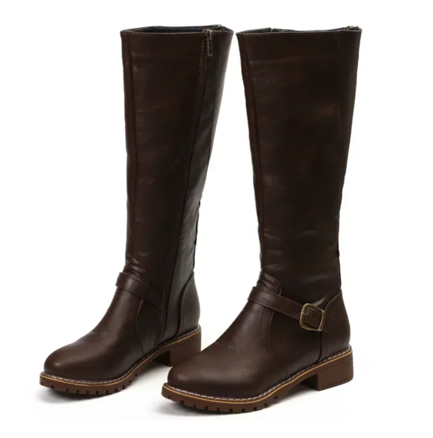 Damen - Kniehohe Stiefel - Niedriger Absatz - Stilvolle und Bequeme Stiefel für Jeden Anlass