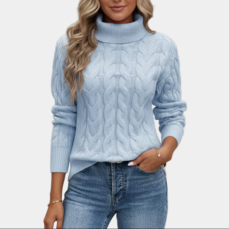Damen - Rollkragenpullover - Zopfstrick - Eleganter und bequemer Stil für kühle Tage